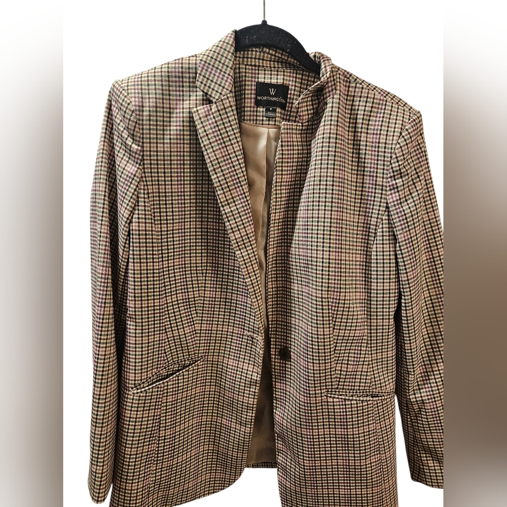 Worthington Multicolor Plaid Blazer